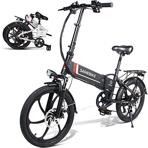 Electric Bike : Foldable Electric Bicycle Aluminum 20"48V 10.4AH 350W Brushless Motor LCD Display Disc Brakes Smart Electric Bike 30-40Km Mileage 7 Speeds The Product Is in The Local Warehouse, Black