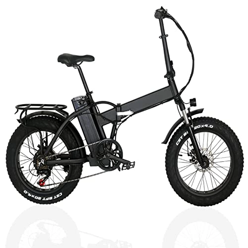 Electric Bike : Foldable Electric Bike 1000W Motor 20 inch Fat Tire Electric Mountain Bicycle 48V Lithium Battery Snow E Bike (Color : Black, Size : A)