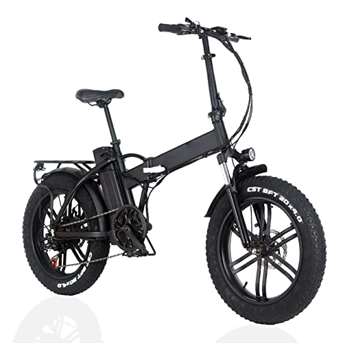 Electric Bike : Foldable Electric Bike 1000W Motor 20 inch Fat Tire Electric Mountain Bicycle 48V Lithium Battery Snow E Bike (Color : Black, Size : B)