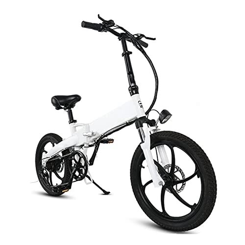 Electric Bike : Foldable electric bike 20 Inch Tire 350W 10Ah ebike Folding Electric City bicycle 30km / h (Color : White, Size : 165-180CM)