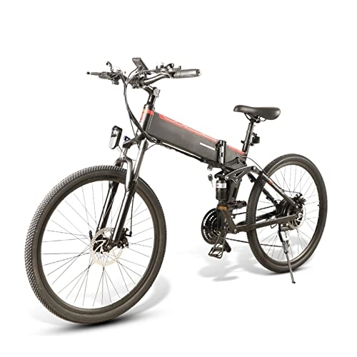 Electric Bike : Foldable Electric Bike 48V Motor 500W 21 Speed E Bike 30km / h Electric Bicycle 10Ah Battery 26 Inch Tire MTB Bike (Size : W LO26 Spoke wheel)