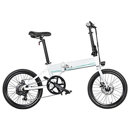 Electric Bike : Foldable Electric Bike for Adults 300 Lbs 25km / H, Electric Bicycle 250W 36V 10.4Ah 20 Inches Folding Electric Bike (Color : White)