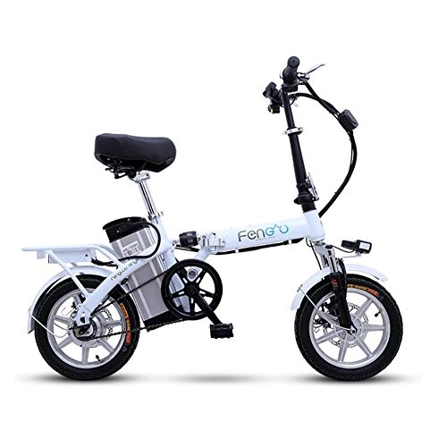 Electric Bike : Foldable Electric Moped Bicycle, Folding Electric Bikes For Adults 25km / h Bike 250W, Electric Moped Continuous Sailing Mileage110km Load Capacity150kg, White