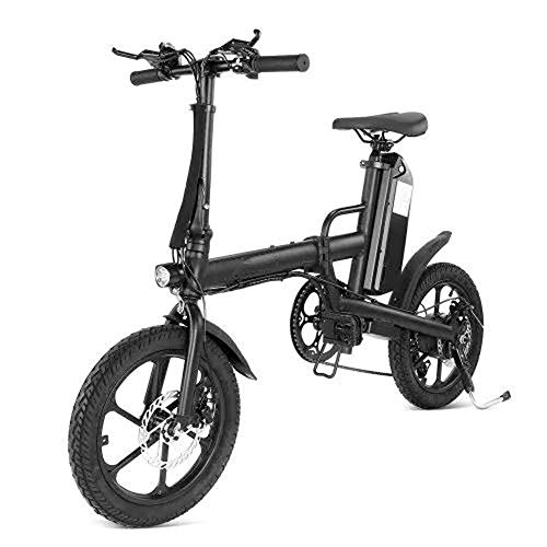 Electric Bike : Folding Electric Bicycle 13Ah 250W Black 16 Inches Electric Mountain Bike 25km / h 80km Mileage Intelligent Variable Speed System Adult City eBike (Color : Black, Size : 70x28x95cm)