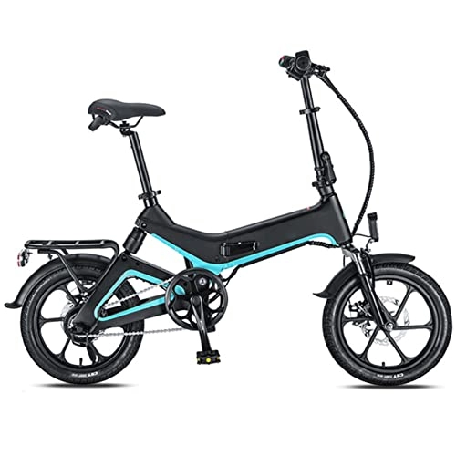 Electric Bike : Folding Electric Bicycles for Adults 16-Inch Foldable Ultra-Light Lithium Battery Dual Shock Absorber System Electric Bike (Color : B)