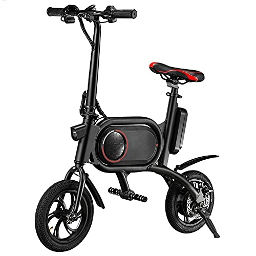 Electric Bike : Folding Electric Bike 12" E-Bike for Adults 36V 6Ah Battery 350W Brushless Motor 25km / h 35km Range Mini Folding Electric Bicycle for Trunk Office City Commute, Red