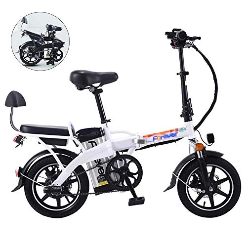 Electric Bike : Folding Electric Bike, 14 Inch Collapsible Electric Commuter Bike Ebike with Removable Lithium Battery Explosion-Proof Tire Battery Anti-Theft Lock
