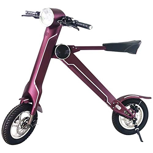 Electric Bike : Folding Electric Bike, Adult Easy Folding And Carry Design Lightweight And Aluminum Folding Bike with Pedals Lithium Battery Bike Outdoors Adventure, Purple