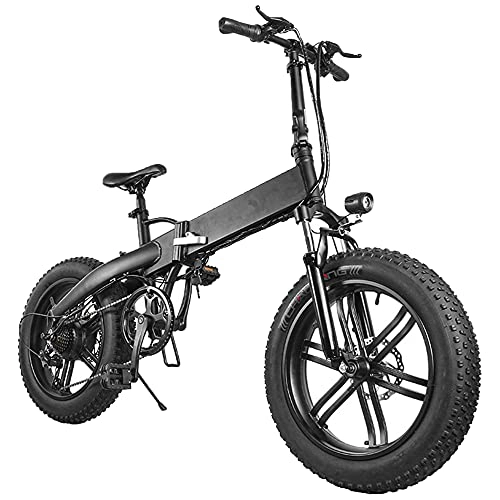 Electric Bike : Folding Electric Bike for Adults 20" Fat Tire Electric Bicycle Pedal Assist Commute Ebike with 500W Motor 36V 10.4Ah Removable Battery 7-Speed Disc Brake Unisex Bicycle