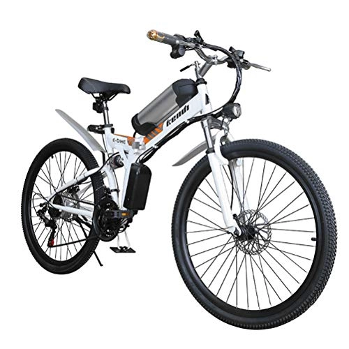 Electric Bike : Folding Electric Bike for Adults, 26" Electric Bicycle Portable Commute Ebike with 250W Motor, Mechanical Double Disc Brake, Professional 7 Speed Transmission Gears, 36V Battery, White