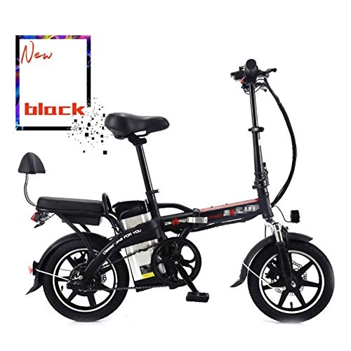 Electric Bike : Folding Electric Bike with Removable Large Capacity 48V 22Ah Lithium-Ion Battery, 14 Inch Ebike LED Bike Light 3 Riding Modes