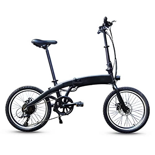 Electric Bike : Folding Electric Bikes for Adults 250W 36V Lithium Battery Electric Bicycle, 20 Inch Ultralight Variable Speed Electric Bicycle (Color : Black)