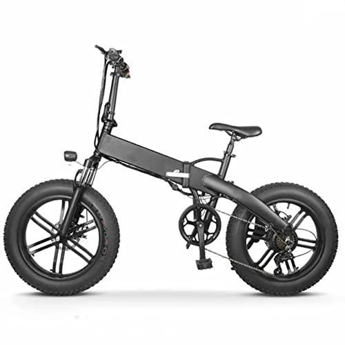 Electric Bike : Folding Electric Bikes for Adults 500W 20 Inch Fat Tire Electric Bike 7 Speed 80km Range Foldable Double Shock Electric Bicycle (Color : A)