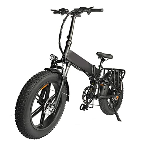 Electric Bike : Folding Electric Bikes for Adults 750W 48V 12.8Ah 20 * 4.0 Fat Tire Electric Bicycle 45km / H Powerful Mountain Ebike Snow / 8 Speed (Color : Black)