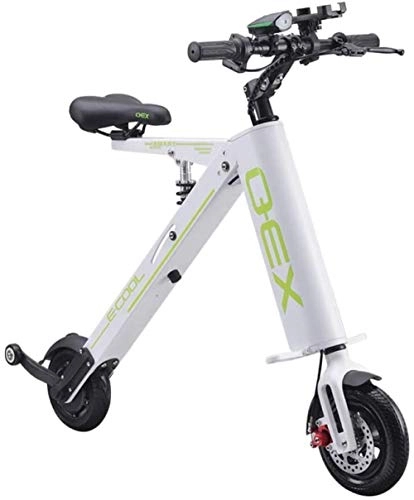 Electric Bike : Folding Electric Car Adult Lithium Battery Bicycle Tricycle Lithium Battery Foldable Portable Travel Battery Car (can Withstand Weht 150KG), Size:Onehandle, Colour:White