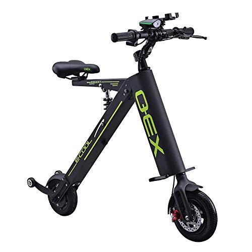 Electric Bike : Folding Electric Car Adult Lithium Battery Bicycle Tricycle Lithium Battery Foldable Portable Travel Battery Car (can Withstand Weight 150KG), Black, Onehandle