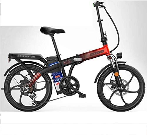 Electric Bike : FREIHE Comfortable Bicycle Lithium Battery Moped Folding Electric Bicycle One Wheel for Men and Women Mobility Battery Small Removable Battery Portable Dual Disc Brake