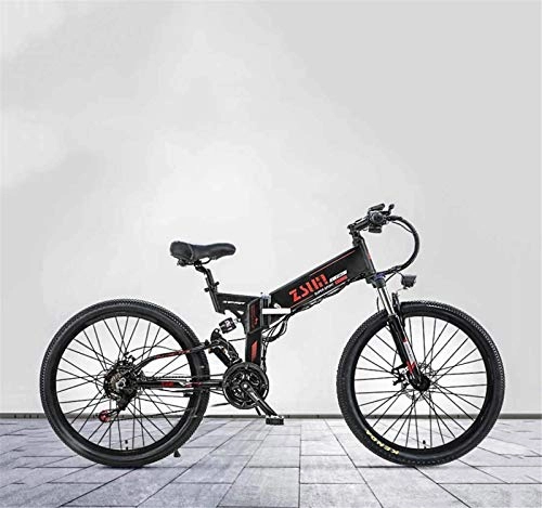 Electric Bike : GMZTT Unisex Bicycle 26 Inch Adult Foldable Electric Mountain Bicycle, 48V Lithium Battery, Aluminum Alloy Multi-Link Off-Road Electric Bicycle, 21 Speed (Color : A)