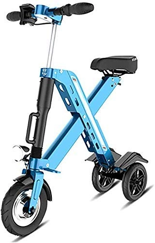 Electric Bike : Gpzj Folding Electric Bike, Adult Mini Folding Electric Car Bike Aluminum Alloy Frame Lithium Battery Bike Outdoors Adventure for Adult, Blue