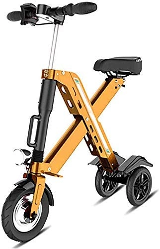 Electric Bike : Gpzj Folding Electric Bike, Adult Mini Folding Electric Car Bike Aluminum Alloy Frame Lithium Battery Bike Outdoors Adventure for Adult, Yellow