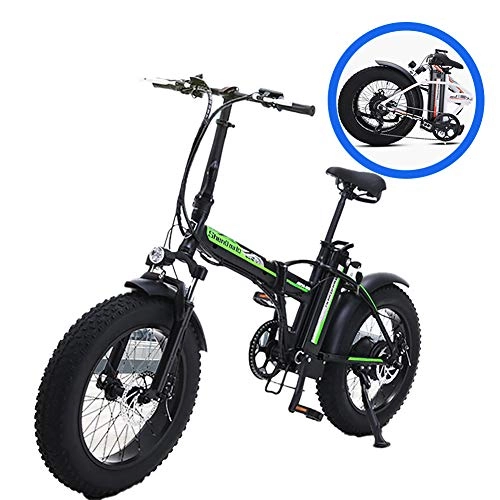 Electric Bike : GUOJIN 20 Inch Folding Power Assist Electric Bicycle, 500W 15Ah Lithium Battery Electric Bike with Front LED Light, Black