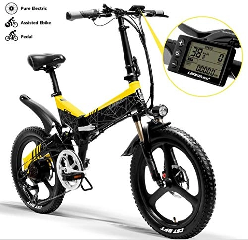 Electric Bike : GUOJIN 20" Vlo lectrique Hybride de Montagne, Convient pour Les Dplacements, Les Voyages, 350W 48V 13AH Batterie, Yellow