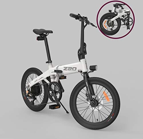 Electric Bike : GUOJIN 250W Electric Bicycle with Removable 36V 10 ah Lithium-Ion Battery, 20" Off-Road Wheels Premium Full Suspension and 6 speed gear, White