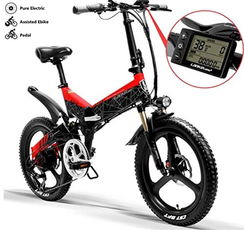 Electric Bike : GUOJIN City Electric Bicycle Bike, Electric Commute Bicycle Ebike with 350W Motor and 48V 11Ah Lithium Battery, Three Modes (up to 25 km / h), Red