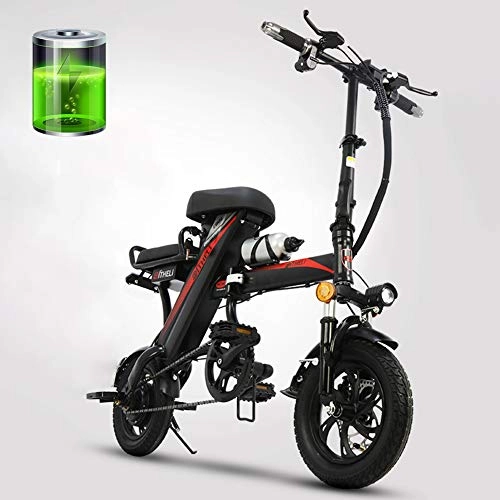 Electric Bike : GUOJIN Electric Bike Electric Mountain Bike 12-Inch Tires Folding Electric Bike 350W Aluminum Alloy Bicycle Removable 36V / 10Ah Lithium-Ion Battery with 3 Riding Modes