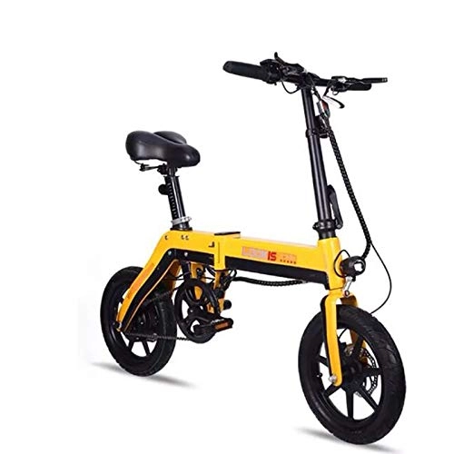 Electric Bike : GUOJIN Electric Bike Smart Mountain Bike for Adults Folding E Bikes E-Bike 50Km Mileage 36V 8.0Ah Lithium-Ion Batter 3 Riding Modes 250W Max Speed 25Km / H, Disc Brake, Yellow