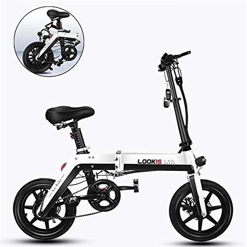 Electric Bike : GUOJIN Electric Mountain Bike, Folding Bicycle Electric Bike for Adults Women, 250W Electric Bicycle 36V8.0AH Lithium-Ion Battery, for City Commutin Outdoor Cycling Travel, White