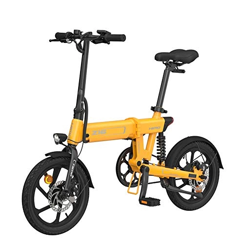 Electric Bike : GUOJIN Folding Electric Bike, 250W Aluminum Alloy Bicycle, Power Assist Bike, Removable 36V / 10Ah Lithium-Ion Battery with 3 Riding Modes, Max Speed 25Km / H, Yellow