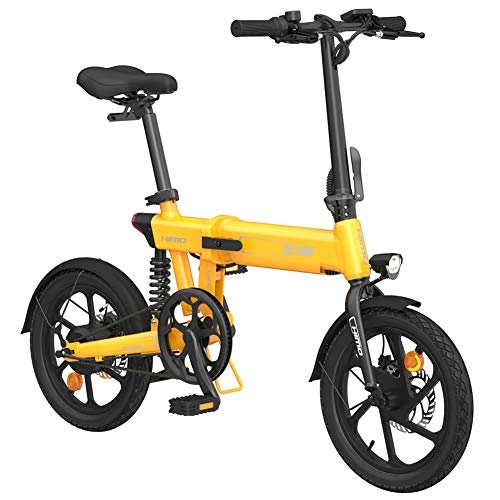 Electric Bike : GUOJIN Folding Electric Bike, 250W Aluminum Electric Bicycle with 3 Riding Modes, City Electric Bike 36V / 10AH Lithium-Ion Battery, Increasing Mileage Up To 80 Km, Yellow