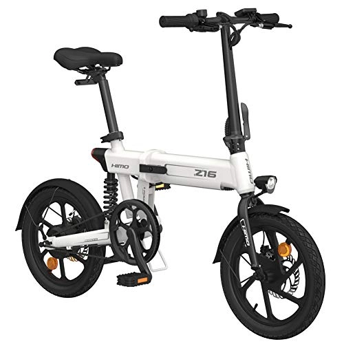 Electric Bike : GUOJIN Folding Electric Bike, Mountain Bike for Adults, 250W Aluminum Alloy Bicycle, Removable 36V / 10Ah Lithium-Ion Battery, 3 Riding Modes LCD Display, Max Speed 25Km / H, White