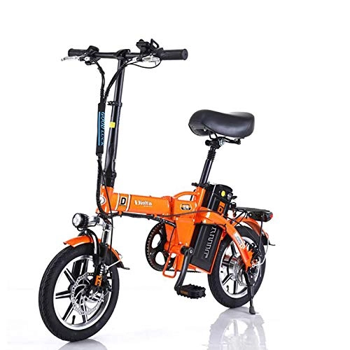 Electric Bike : GUOJIN Folding Electric Bike, Smart Mountain Bike for Adults, 240W Aluminum Alloy Bicycle, Max Speed 25 Km / H Removable 48V / 10Ah Lithium-Ion Battery, Load Capacity 120 Kg, Orange
