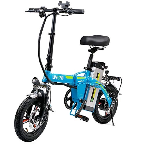 Electric Bike : GUOJIN Folding Electric Bike, Smart Mountain Bike for Adults, 400W Aluminum Alloy Bicycle Removable 48V / 8Ah Lithium-Ion Battery with 3 Riding Modes, Blue