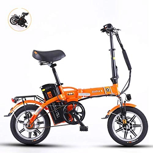 Electric Bike : GUOJIN Smart Mountain Bike for Adults Folding E Bikes E-Bike 50Km Mileage 48V10ah Lithium-Ion Batter 3 Riding Modes Electric Bike 240W Max Speed 25Km / H, Orange