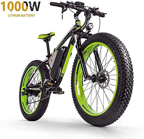 Electric Bike : GYL E-Bike Mountain Bike Off-Road Vehicle Fat Tire Adult with 48V 17.5Ah Lithium Battery 27 Speed Gear 1000W Aluminum Alloy Suitable for Commuting Outdoor City, Black Green