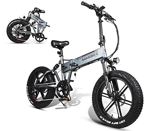 Electric Bike : GYL Electric Bicycle Fat Tire Bicycle Mountain Bike Scooter Folding Bike Adult with 48V 10.4Ah Hidden Lithium Battery 500W Suitable for Commuting Outdoor Household 20 Inches, Grey