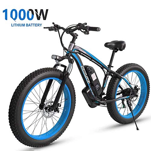 Electric Bike : GYL Electric Bike Mountain Bike Fat Tire Bike Scooter Beach Equipped with 17.5Ah 48V Battery Beach Snow Cruiser All Terrain Ip54 Waterproof 1000W Suitable for Urban Outdoor, Blue