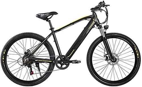 Electric Bike : HCMNME durable bicycle, Electric Bikes, Folding Bikes Mountain Bike Removable Lithium Battery Front Rear Disc Brake 26 inch 350W Brushless Motor 27 Speed 48V 10Ah for Adults-Black Alloy frame wi