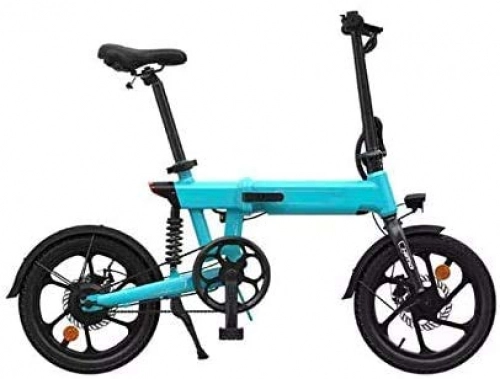 Electric Bike : HCMNME durable bicycle Folding Electric Bike 36V 10Ah Lithium Battery 16 Inch Bicycle Ebike 250W Electric Moped Electric Mountain Bicycles Alloy frame with Disc Brakes (Color : Blue)