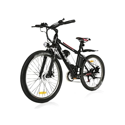 Electric Bike : HESNDddzxc Electric Bicycle Outdoor Riding 26-inch Mountain Electric Bicycle 21-Speed Gear Aluminum Alloy Double disc Brake Snow Bike (Color : Black, Size : One Size)
