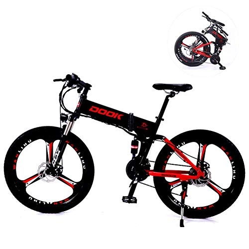 Electric Bike : HEWEI Electric mountain bikes 26-inch 27-speed folding mountain lithium battery aluminum alloy Light and convenient for driving off-road vehicles suitable for men and women