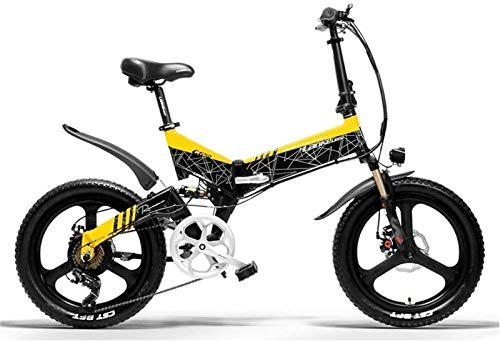Electric Bike : High-speed 20 In Folding Electric Bike for Adult 400W 48V 120KM Magnesium Alloy E-Bike 20 2.4 Tire Anti-Theft System Electric Bicycle 3 working modes (Color : Yellow, Size : 10.4ah)