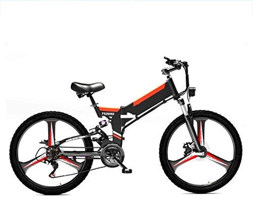 Electric Bike : High-speed 24" Electric Bike, Folding Electric Mountain Bike with Super Lightweight Aluminum Alloy, Electric Bicycle, Premium Full Suspension And 21 Speed Gears, 350 Motor, Lithium Battery 48V