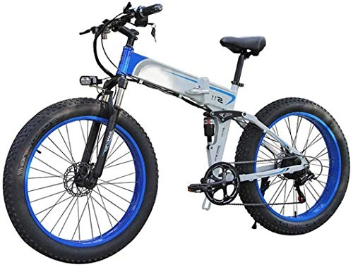 Electric Bike : High-speed Electric Mountain Bike 7 Speed 26" Wheel Folding Ebike, LED Display Electric Bicycle Commute Ebike 350W Motor, Three Modes Riding, Portable Easy To Store, for Adult ( Color : Blue )