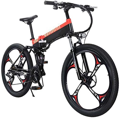 Electric Bike : High-speed Electric Mountain Bike Foldable Ebike Folding Lightweight Aluminum Alloy Electric Bicycle 400W 48V with LCD Screen, 27-Speed Mountain Cycling Bicycle, for Adults City Commuting