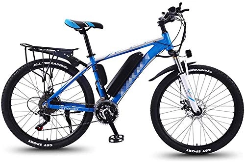 Electric Bike : High-speed Electric Mountain Bikes for Adults, 26'' Fat Tire E-Bike 27 MTB Ebikes for Men Women, All Terrain Commute Sports Mountain Bike Full Suspension 350W Rear Wheel Motor ( Color : Blue )