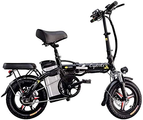 Electric Bike : High-speed Fast Electric Bikes for Adults Foldable Portable Bikes Detachable Lithium Battery 48V 400W Adults Double Shock Absorber Bikes with 14 inch Tire Disc Brake and Full Suspension Fork